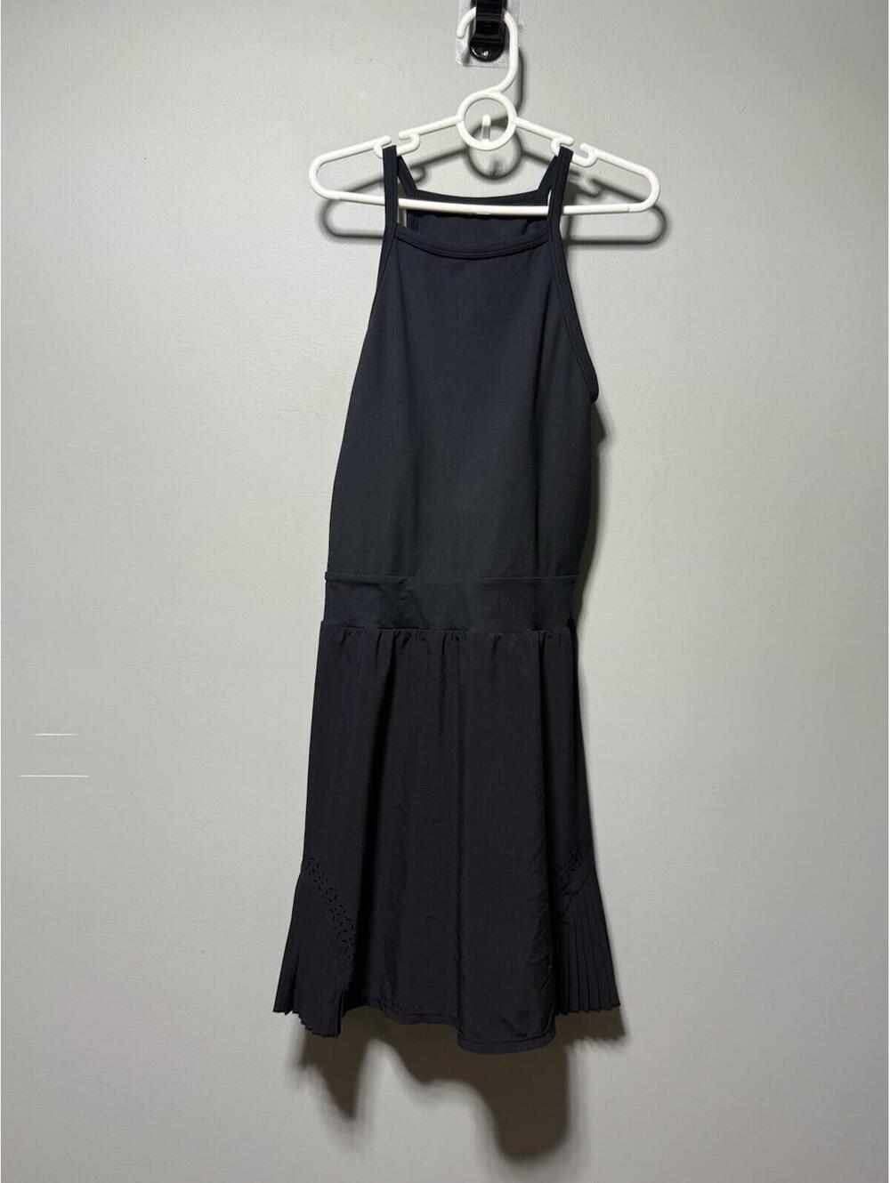 Zella Pleated Flutter Athletic Dress Black High Neck S Tennis Golf Athleisure